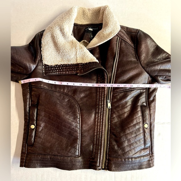 Anthropologie x Bernardo-  Chocolate Moto Jacket with faux fur lining.Size L - Picture 5 of 11